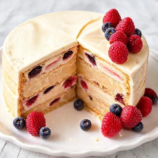 Kalter Hund mit weißer Schokolade und Beeren