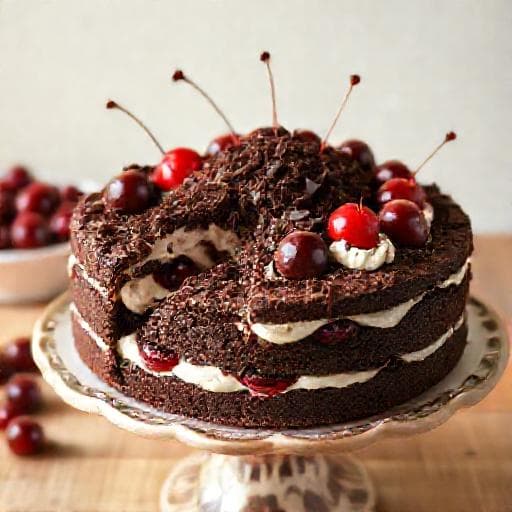 Maulwurfkuchen-Torte mit Kirschen