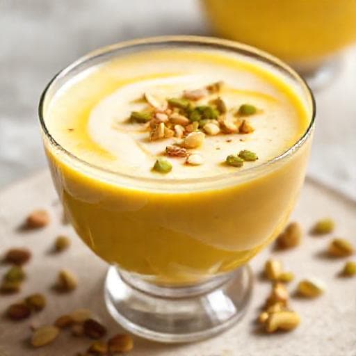Mango Lassi mit Rosenwasser und Pistazien