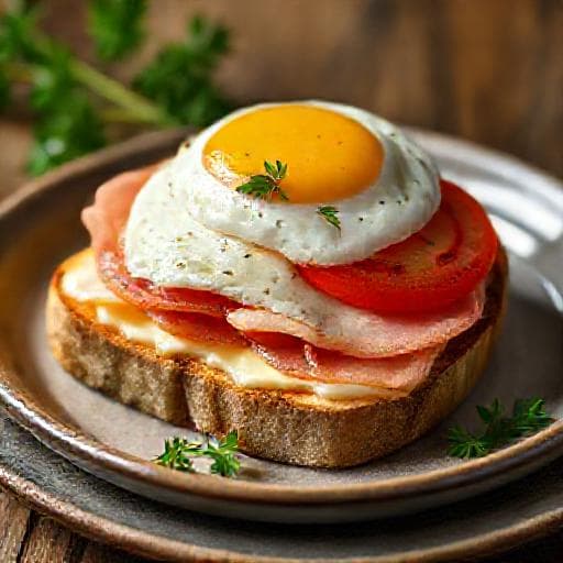 Strammer Max mit Käse und Tomate