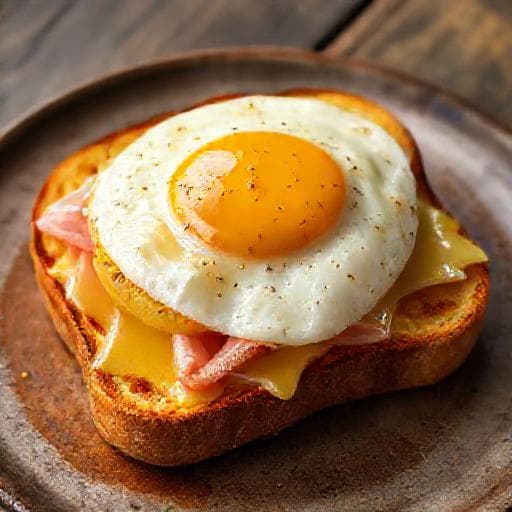 Toast Hawaii mit Speck und Ei