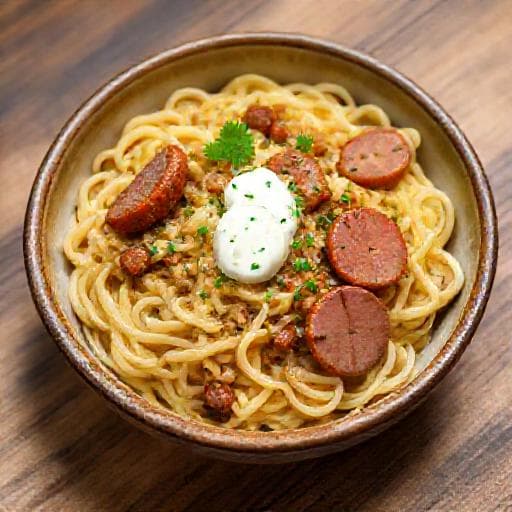 Schnelle Krautspätzle mit Wurst