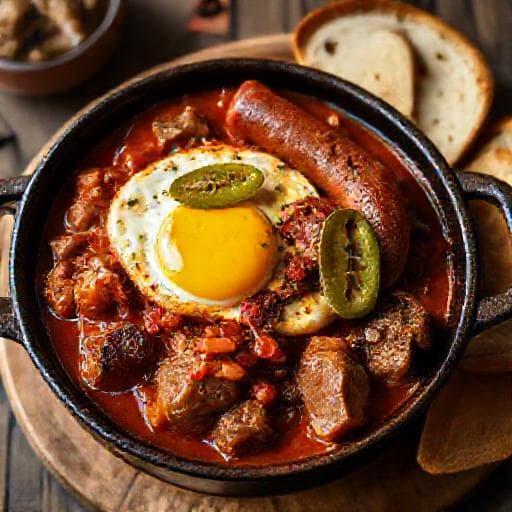 Fiakergulasch mit Speck und Pilzen