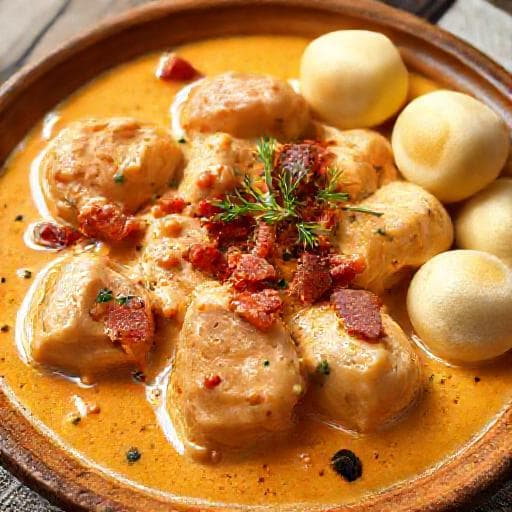 Paprikahendl mit Speck und Rahmsoße (Ungarischer Einfluss)