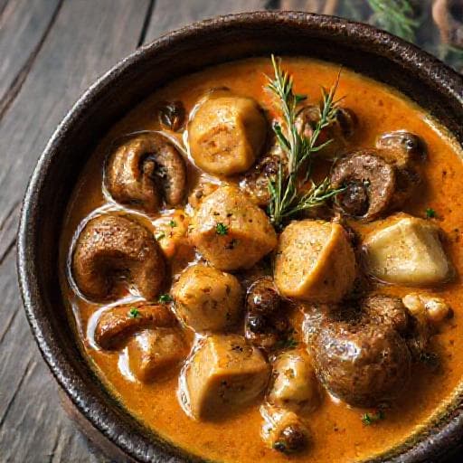 Kalbsrahmgulasch mit Pilzen und Kräutern
