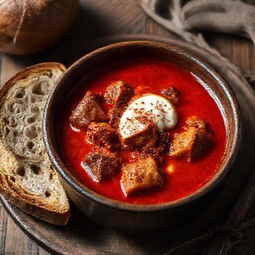 Wiener Saftgulasch mit geräuchertem Paprika und Apfel