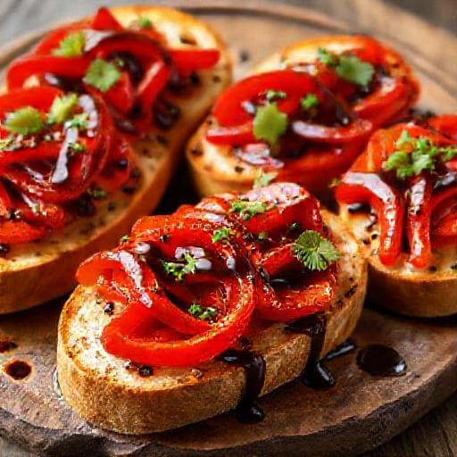 Bruschetta mit gerösteter Paprika und Balsamico