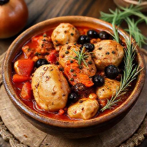 Pollo alla Cacciatora mit Oliven und Kapern (Toskanischer Stil)