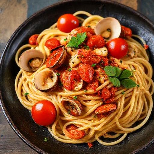Linguine alle Vongole mit Cherrytomaten und Chili