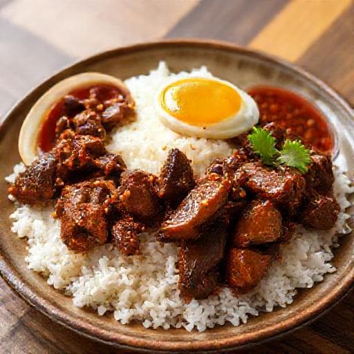 Nasi Lemak with Rendang Ayam (Chicken Rendang Twist)