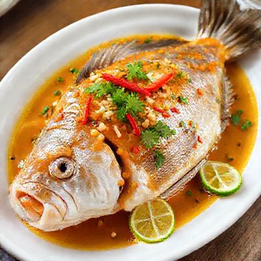Ikan Siakap Stim Limau (Steamed Sea Bass with Lime)