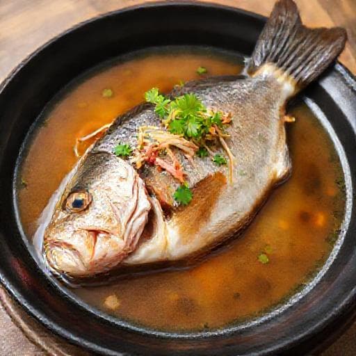 Ikan Siakap Stim Teochew with Preserved Radish