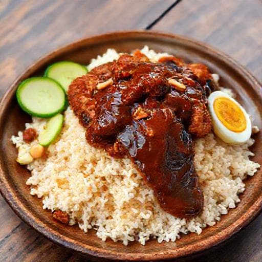 Nasi Lemak Ayam Goreng Berempah with Rendang Sauce