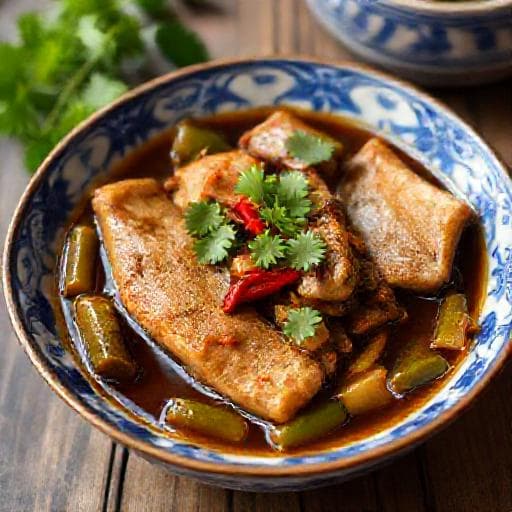 Ikan Masak Taucu with Tamarind and Okra