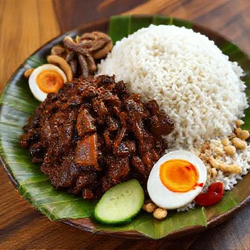 Classic Nasi Lemak Rendang Daging