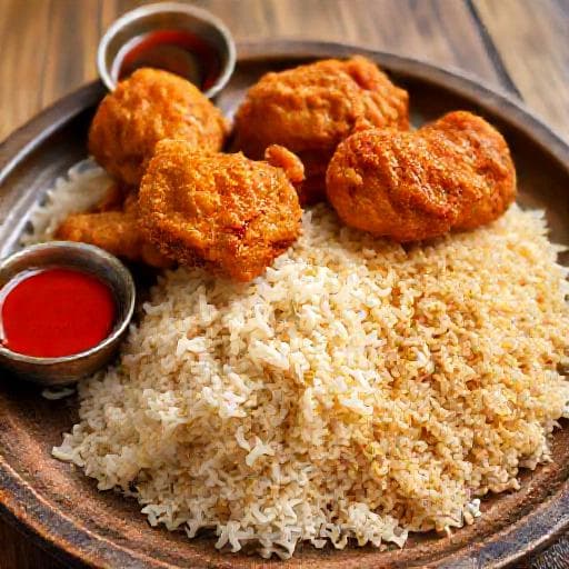 Hainanese Chicken Rice with Crispy Fried Chicken