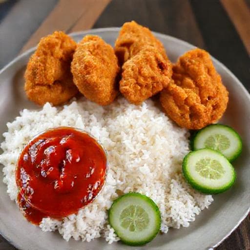 Nasi Ayam Penyet Sederhana (Simple Nasi Ayam Penyet)