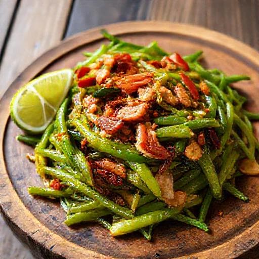 Midin Goreng Belacan with Dried Shrimp and Calamansi
