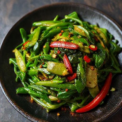 Kangkung Belacan with Petai (Stinky Bean)