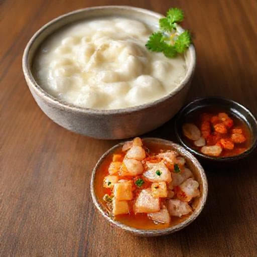 Ambuyat Ekspres dengan Cacah Udang