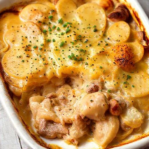 Pork and Potato Bake with Creamy Sauce