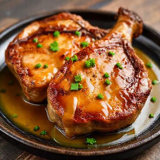 Pork Chop with Mustard and Beer Glaze (Svinaka Parzhola na Furna)