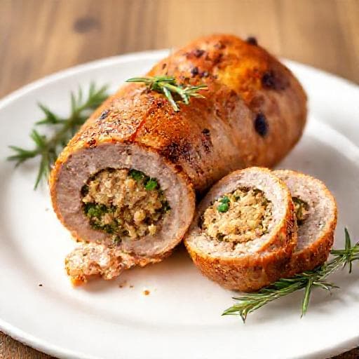 Quick Pork Roll with Herb and Breadcrumb Filling