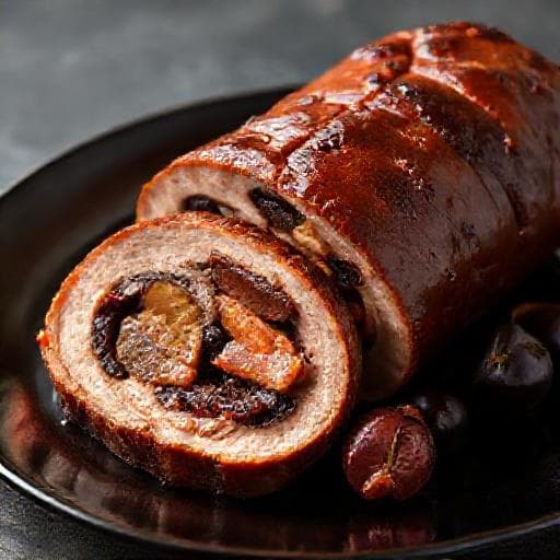 Pork Roll with Prunes and Bacon