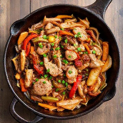 Quick Pork and Vegetable Sach Skillet