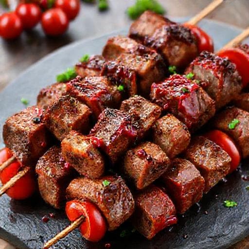Spicy Lamb Drusian Kebab with Pomegranate Glaze