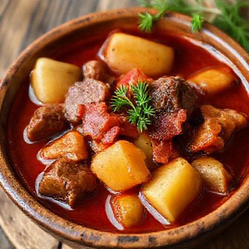 Regional "Teleshko s Kartofi" with Smoked Paprika and Bacon