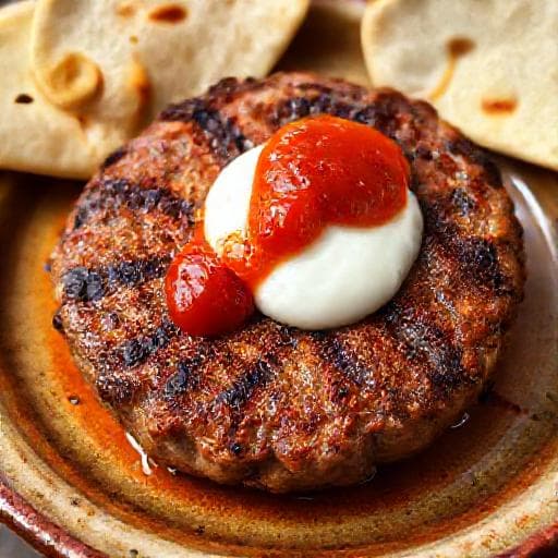 Pljeskavica with Kajmak and Ajvar
