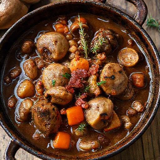 Rabbit Hunter's Stew with Mushrooms and Bacon