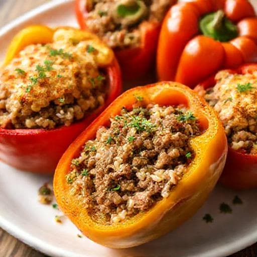 Quick Lamb and Rice Stuffed Peppers (Simplified Drob Sarma)