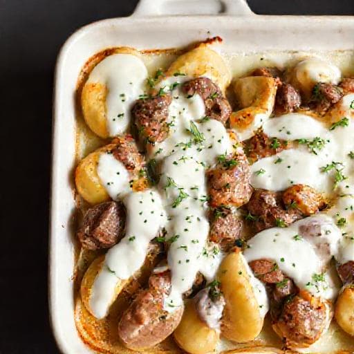 Lamb and Potato Casserole with Yogurt Sauce