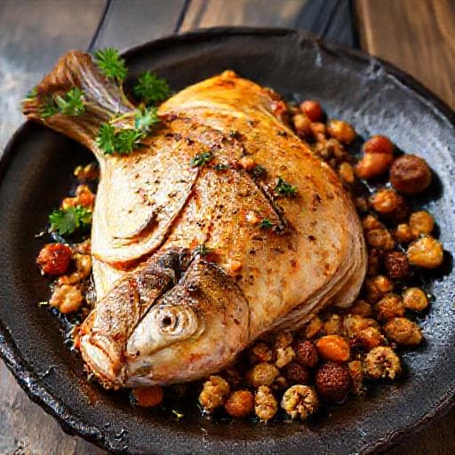 Baked Carp with Walnuts and Dried Fruits
