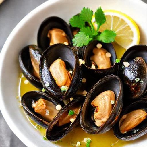 Quick Mussels with White Wine and Garlic