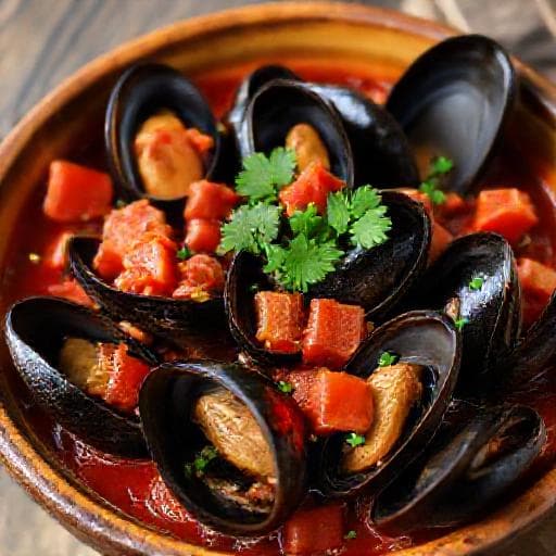 Mussels with White Wine, Tomatoes, and Chorizo