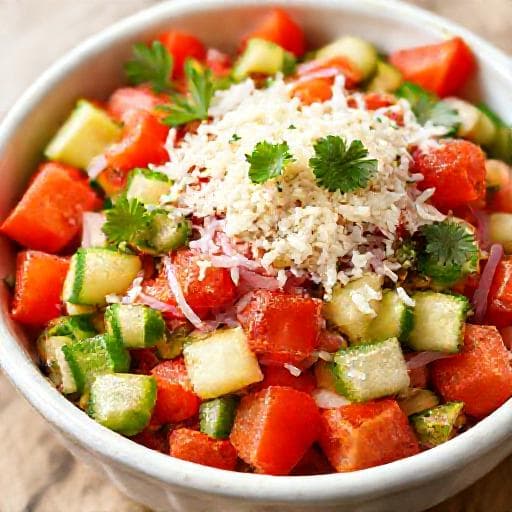 Classic Bulgarian Tomato and Sirene Salad (Shopska Salata)