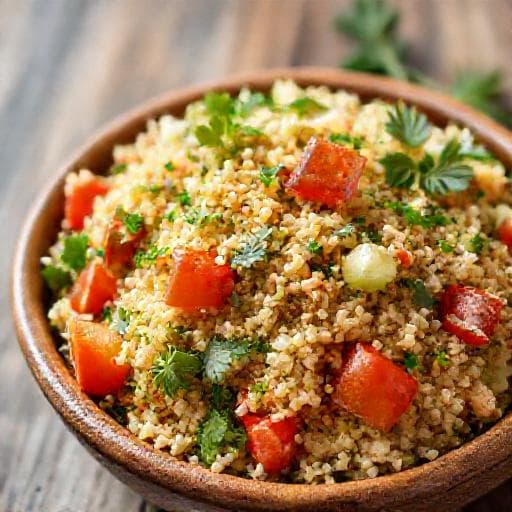 Classic Bulgur Salad with Vegetables (Tabouleh Style)