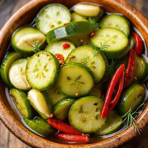 Spicy Garlic Pickled Cucumbers