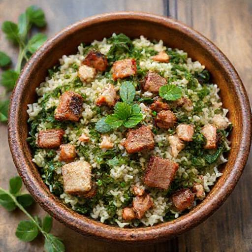 Lapad s Oriz with Smoked Pork and Mint