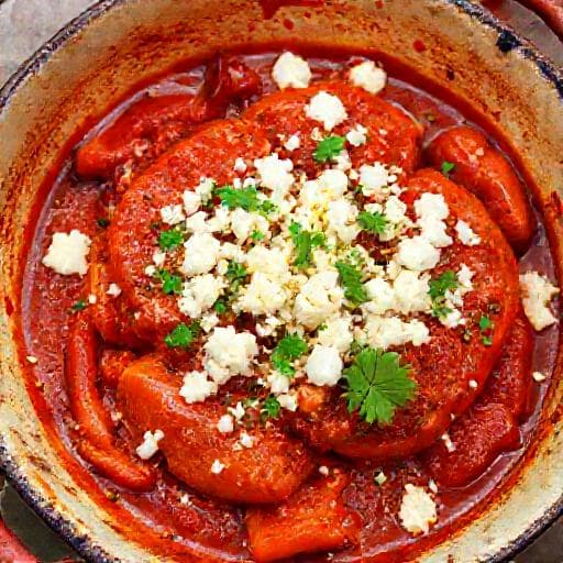 Печени чушки с доматен сос и сирене (Baked Peppers with Tomato Sauce and Sirene Cheese)