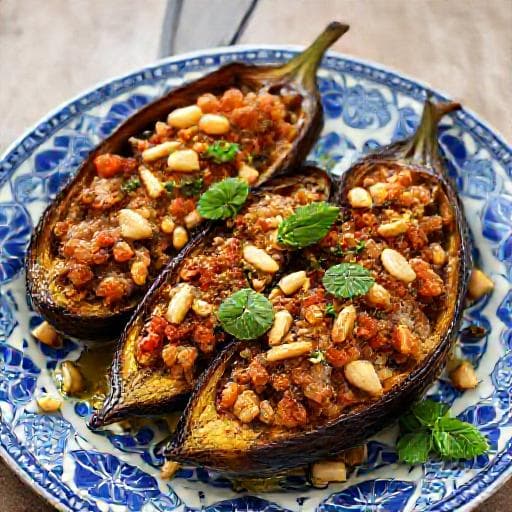 Imam Bayildi with Pine Nuts and Mint
