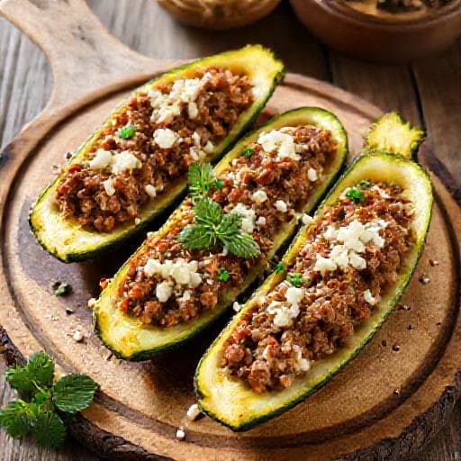 Zucchini Boats with Minced Meat and Cheese (Тиквени лодки с кайма и сирене)