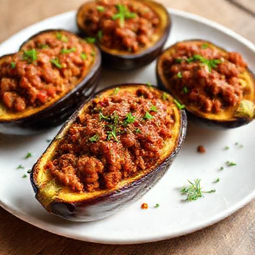 Quick Stuffed Eggplant with Minced Meat