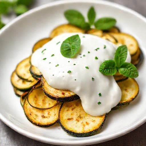 Quick Baked Zucchini with Yogurt and Mint
