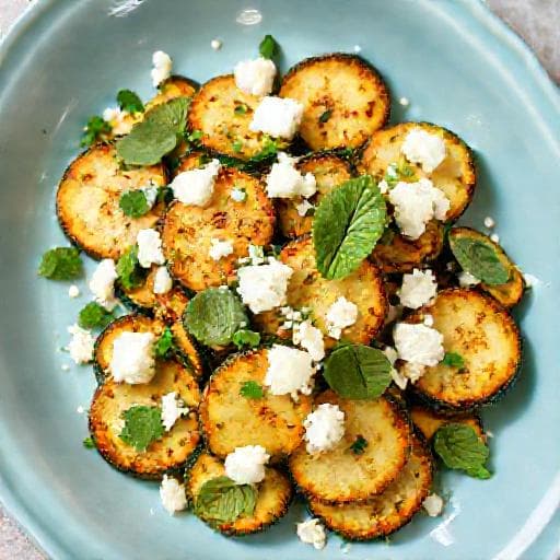 Quick Pan-Fried Zucchini with Feta and Mint
