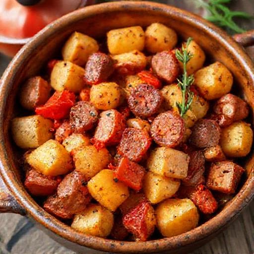 Spicy 'Kartofi po Selksi' with Smoked Paprika and Sausage