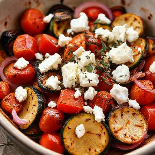 Quick Baked Vegetables with Feta-Style Cheese